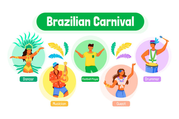 Brazilian Carnival Flat Color Vector Graphics