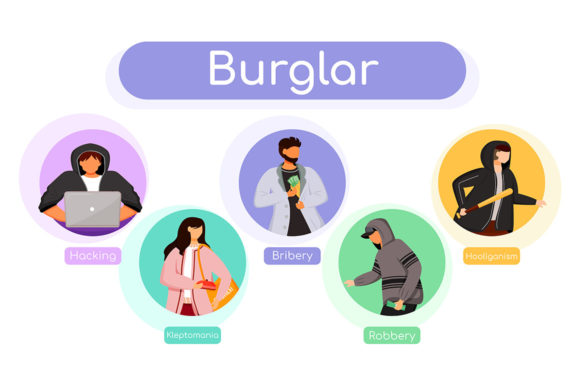 Burglar Flat Color Vector Graphics
