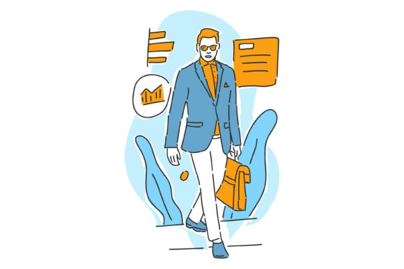 Businessman Success with Infographic