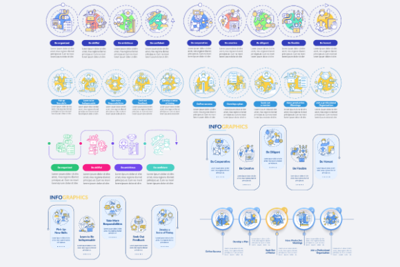 Career Steps Infographic Bundle: A Polished Graphic Design Asset for Modern Projects