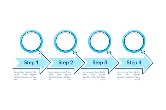 One Colored Circles Steps Infographic